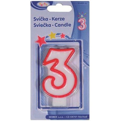Wimex Svíčka číslice 3 červená 7 5cm – Zboží Dáma