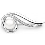 Gaura Pearls stříbrná brož s řiční perlou a zirkony Rachel SK21249BR bílá – Hledejceny.cz