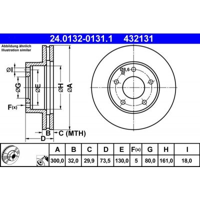 Brzdový kotouč ATE 24.0132-0131 (AT 432131) | Zboží Auto