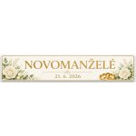 Bezvadary.cz | Svatební SPZ – Novomanželé s bílými růžemi - 40x8,5 cm / PVC - plast 3mm zs1 – Zboží Dáma