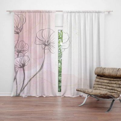 Sablio Závěs Růžový akvarel: 2ks 140x250cm – Hledejceny.cz