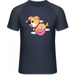 MyMate prodloužené triko MY111 Design se srdíčkem a psem Navy Heather Navy – Sleviste.cz