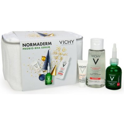 Vichy Normaderm fluid proti stárnutí pleti SPF 50+ 3 ml + minerální micelární voda pro citlivou pleť 100 ml + exfoliační peelingové sérum proti akné 30 ml