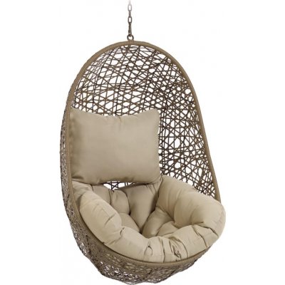 Kave Home Florina závěsné křeslo z umělého ratanu se světle šedou konstrukcí hnědé – Zboží Dáma