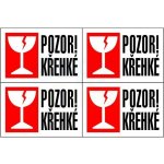 Pozor křehké! Samolepka předsekaná 4ks na A4 – HobbyKompas.cz