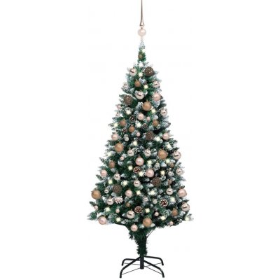 zahrada-XL Umělý vánoční stromek LED osvětlení sada koulí a šišky 180 cm