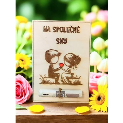 Dekorace z Řečice Dárková dřevěná karta na peníze ke svatbě – Zboží Dáma