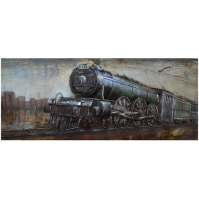 Kovový obraz na stěnu s vlakem – 180x56x5 cm – Zboží Mobilmania