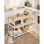 VASAGLE Kuchyňský regál VASAGLE, 120 x 60 x 90 cm, kuchyňský ostrůvek, dub-barevná-bílá – Zboží Dáma