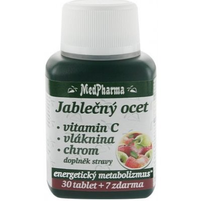 MedPharma Jablečný ocet + vitamin C + vláknina + chrom, 37 tablet
