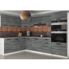 Kuchyňská linka Belini Uniqagrande 420 cm šedý antracit Glamour Wood s pracovní deskou