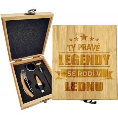 Sablio Dárková sada na víno Ty pravé legendy se rodí v lednu: 147×168×49 mm – Hledejceny.cz