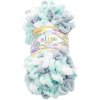 Příze Vlnika Puffy color 100 g, 6408 bílá, šedá, mint