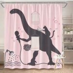 Sprchový závěs se zavěšením grommet top + háčky - Růžový s dinosaurem, 120 x 180 cm – Hledejceny.cz
