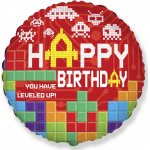 Foliový balonek Retro games Happy birthday 45 cm Nebalený – Zboží Mobilmania