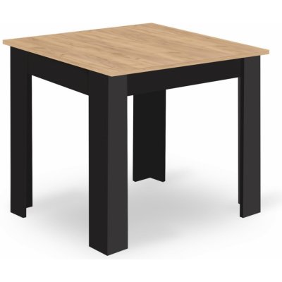 Textilomanie Jídelní stůl MADO černý s deskou v dekoru dub artisan 80 x 80cm – Zboží Dáma
