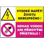 Vys.napětí živ.nebez.+Nehas vod.ani pěn.přístr. 297x210mm - plast – Sleviste.cz