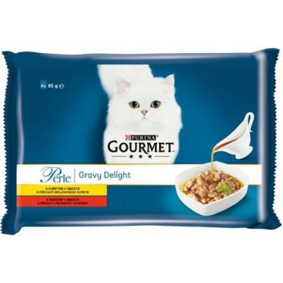 Gourmet Perle gravy delight kuře hovězí v omáčce 4 x 85 g