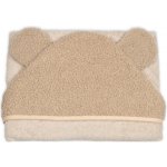 Baby Nellys Kojenecká osuška s kapucí a oušky Boucle 80x80cm béžová, hnědá – Sleviste.cz