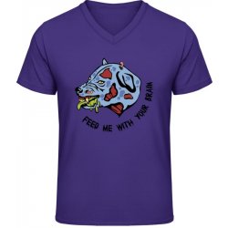 Soft-Style V Triko Gildan - Design - Rozzuřený pes - Purple