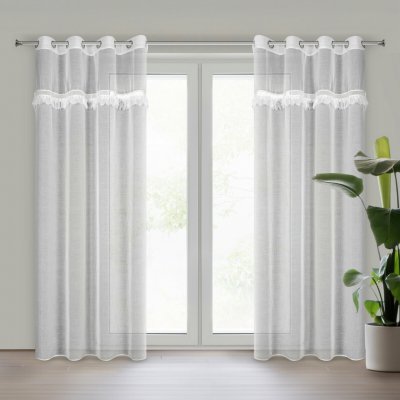 EUROFIRANY ZÁCLONA NA KROUŽCÍCH KIARA 140X250 CM BÍLÁ – Hledejceny.cz
