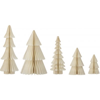 Bloomingville Vánoční dekorace Milan Wood Trees – set 5 ks, přírodní barva, papír – Hledejceny.cz