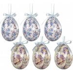 Clayre & Eef 6ks dekorace bílé a béžové závěsné vajíčko s květy Spring Egg - Ø 7*10 cm – Hledejceny.cz