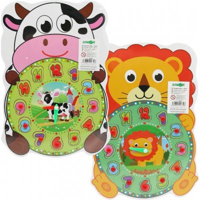 Junior Dětské dřevěné hodiny se zvířátky – výukové (mix 10 vzorů) – Zboží Dáma