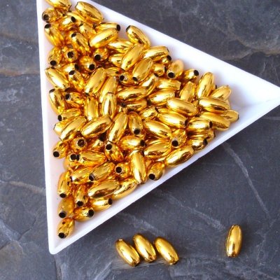 .Plastové korálky rýže 8x4mm - mosazně zlaté 50 ks – Zboží Dáma