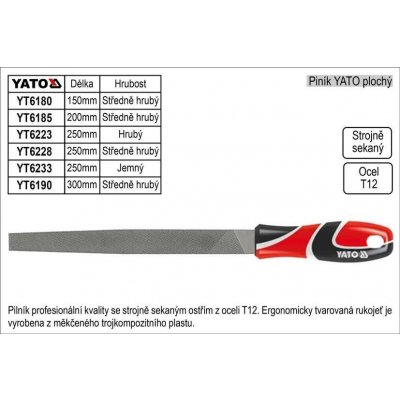 YATO Pilník zámečnický plochý středně hrubý 200 mm – Sleviste.cz