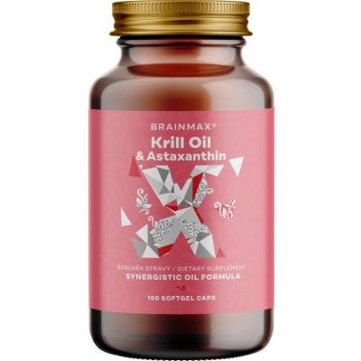 BrainMax Krill Oil s astaxanthinem, Omega 3 olej, 500 mg, 100 softgel kapslí