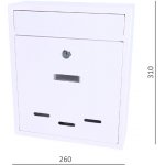 Poštovní schránka (260x310x95 mm, tloušťka materiálu 0,6 mm), max. formát listu: A4, BÍLÁ – HobbyKompas.cz
