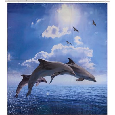 LIVARNO Sprchový závěs, 180 x 200 cm (delfíni) – Zboží Dáma