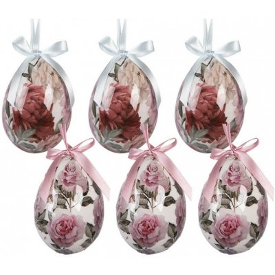 Clayre & Eef 6ks dekorace závěsné vajíčko s růžemi Spring Egg - Ø 7*10 cm – Hledejceny.cz