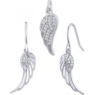 SILVEGO stříbrný set šperků Areli andělská křídla s Brilliance Zirconia náušnice a přívěsek MW02248S – Zboží Mobilmania