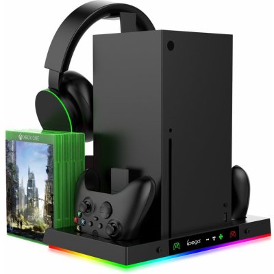 iPega XBX023S Multifunkční Nabíjecí RGB Stojan s Chlazením Xbox Series X – Zboží Mobilmania