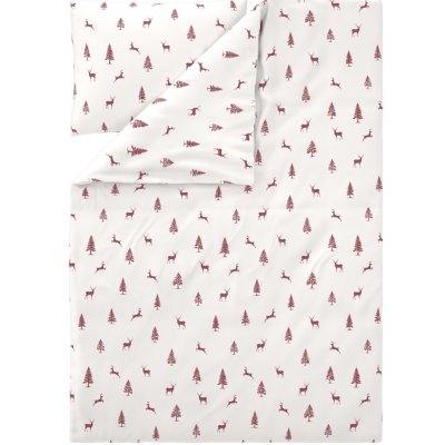 Livarno povlečení z jemného flanelu jeleni / jedle červená 140x200 70x90 – Zboží Dáma