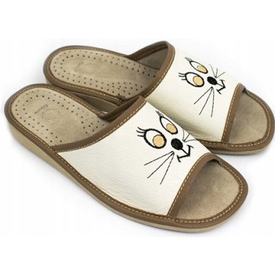 Dámské kožené pantofle s otevřenou – Zboží Dáma