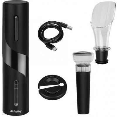 Ruhhy 27312 Automatický elektrický otvírák na víno 4 v 1, USB, černý – Sleviste.cz