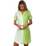 Zeleně duhově pruhovaná celo propínací kojící noční košile s límečkem 1C3361 zelená – Zboží Dáma