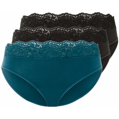 esmara Dámské kalhotky s krajkou, 3 kusy černá modrá – Zboží Dáma