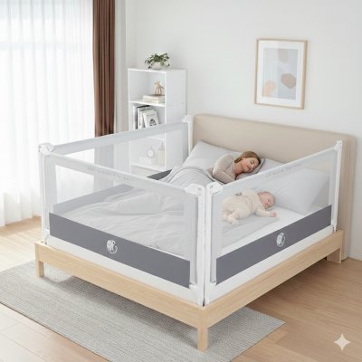 Monkey Mum zábrana na postel 120 cm světle šedá – Hledejceny.cz