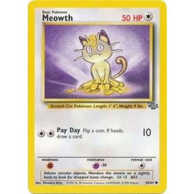 Pokémon kusová karta JU 56/64 Meowth - Jungle Stav: Near Mint