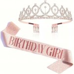 Sada Happy Girl - šerpa a korunka růžová (75) – Zboží Dáma
