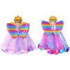 Dětský karnevalový kostým víla barevná set s křídly a hůlkou