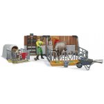 BRUDER 62611 Bworld Stáj pro krávy kráva tele a farmář – Zboží Dáma