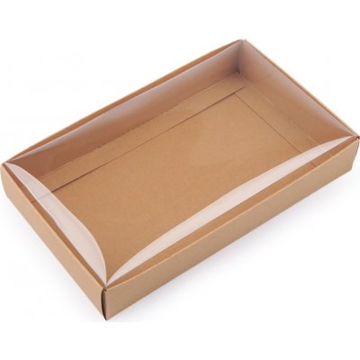Papírová krabice s průhledným víkem - hnědá přírodní (10 ks) – Zboží Mobilmania