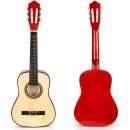 EcoToys dřevěná kytara 6 strun přírodní červená 86 cm