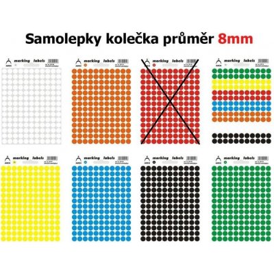 Samolepicí kolečka 8 mm různobarevná – Zboží Mobilmania