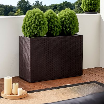 Casaria® Polyratanový květináč 83x30,5x60cm | hnědý – Zboží Mobilmania